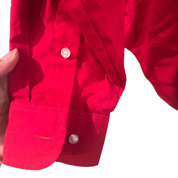 Arrow Long Sleeve Shirt Button Down Collared Button Cuff Red Large - Picture 7 of 12